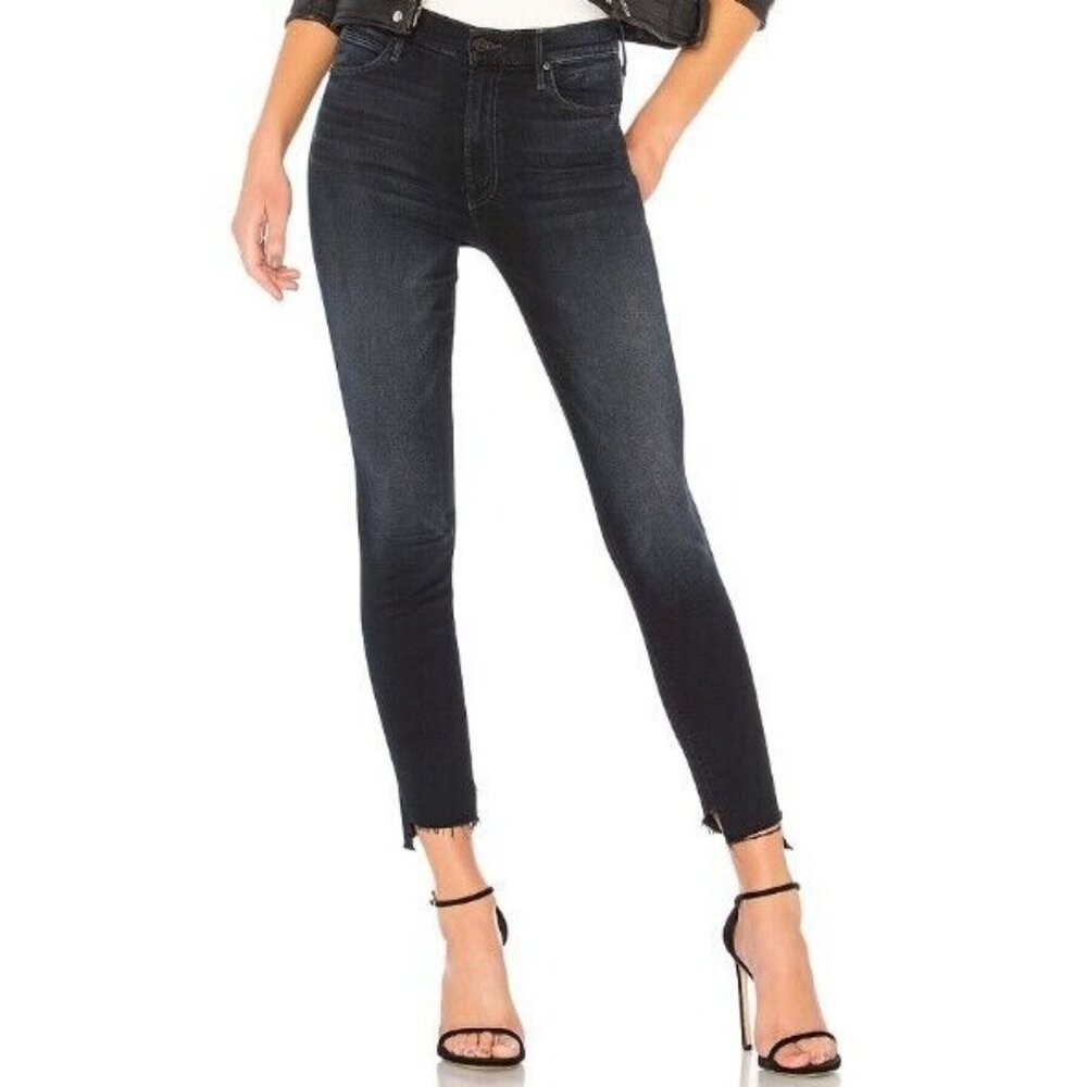 Mother Jeans Blue Stunner Zip Two Step Fray Last Call Skinny Stretch Denim Sz 28